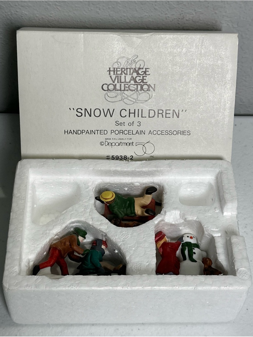 Department 56 Handpainted Snow Children Trio - White, Green, Red
